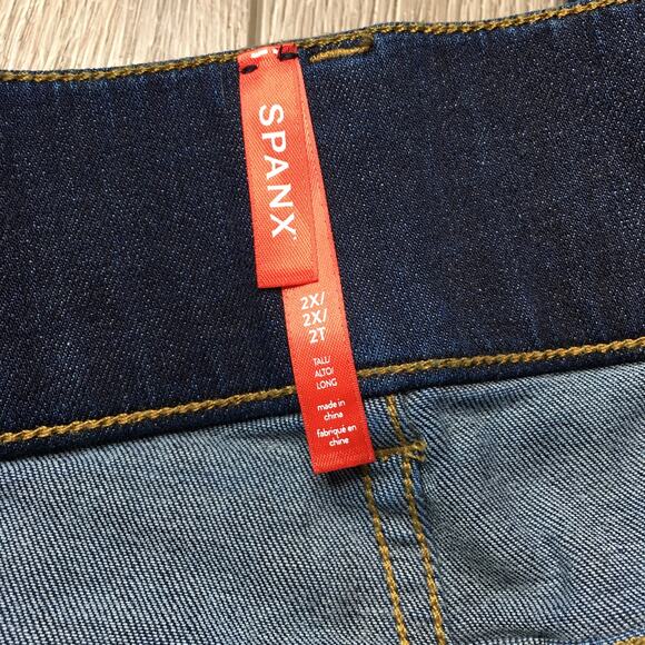Spanx Womens Flared High Rise Denim Jean Dark Wash Stretch Waist Pull On 2X - Picture 3 of 12